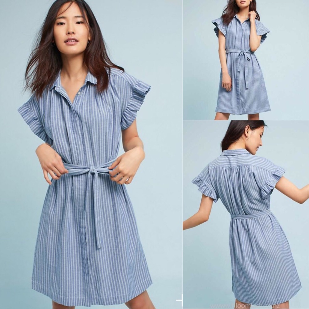 🚫SOLD🚫CCO Anthropologie Piper Flutter-Sleeve Shi